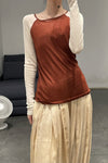 BASERANGE Long-sleeved patchwork top T-shirt series Portugal BAS-TOGN-CG-AU23-SHAOHONG Burned pompom
